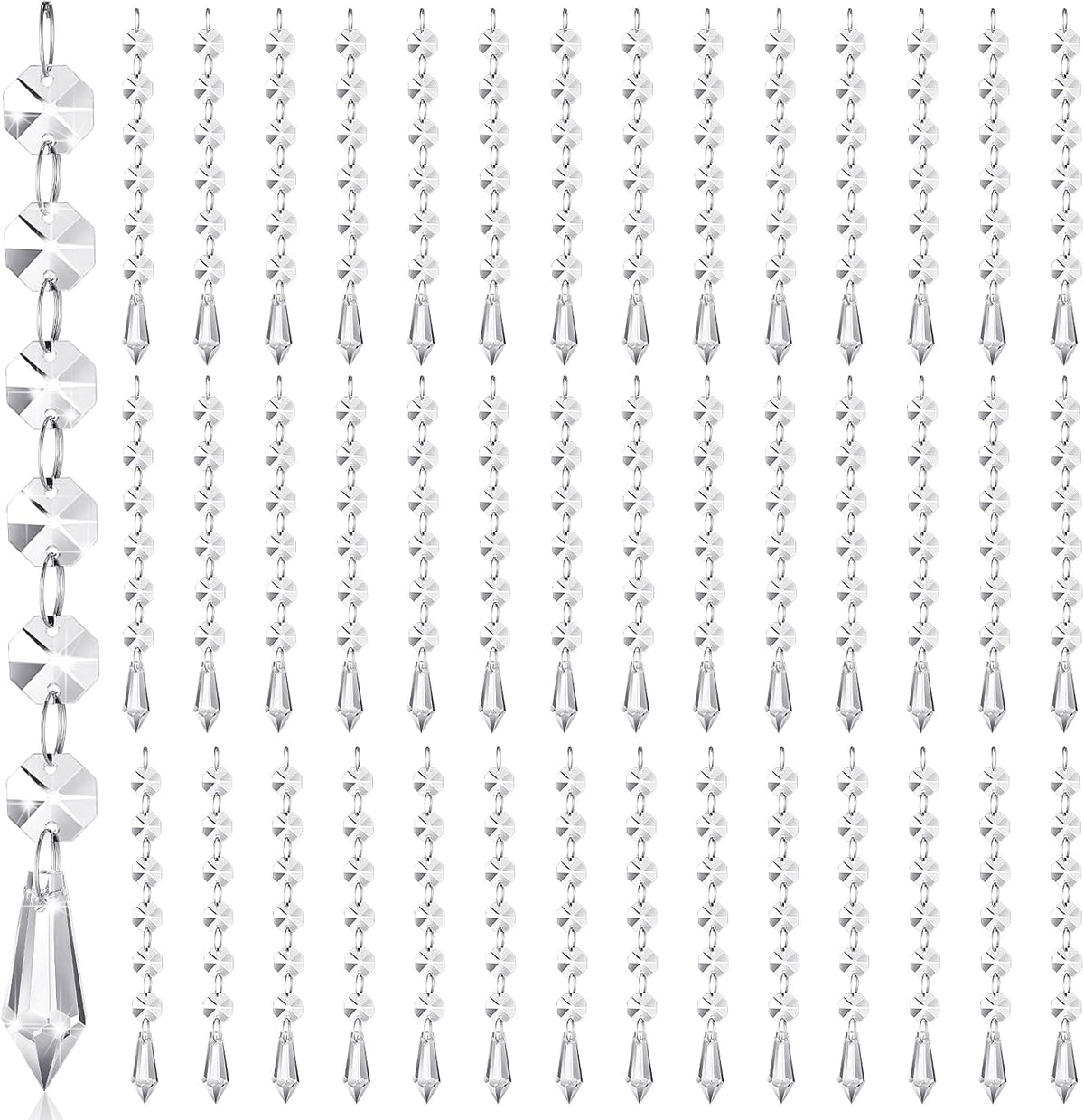 100 Pcs Acrylic Hanging Crystals for Centerpieces Chandelier Clear Crystal Garland Strands Ornament Acrylic Clear