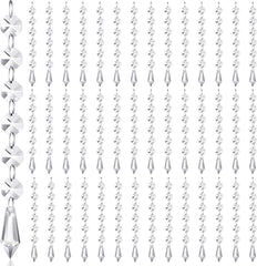 100 Pcs Acrylic Hanging Crystals for Centerpieces Chandelier Clear Crystal Garland Strands Ornament Acrylic Clear