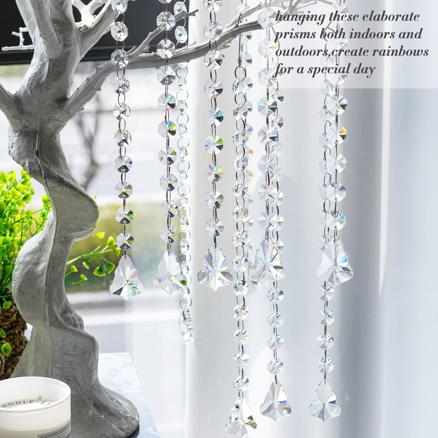 10 Pack Hanging Chandelier Maple Leaf Crystals