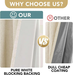 100% Blackout Curtains for Bedroom Thermal Insulated Polyester,Acrylic Textured Curtains Heat and Full Light Blocking