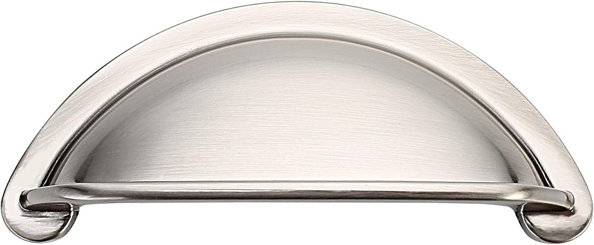 10 Pack Brushed Satin Nickel Cabinet Cup Pulls, 3 Inch(76mm) Hole Centers Cabinet Handles Hardware Bin Cup Metal Drawer