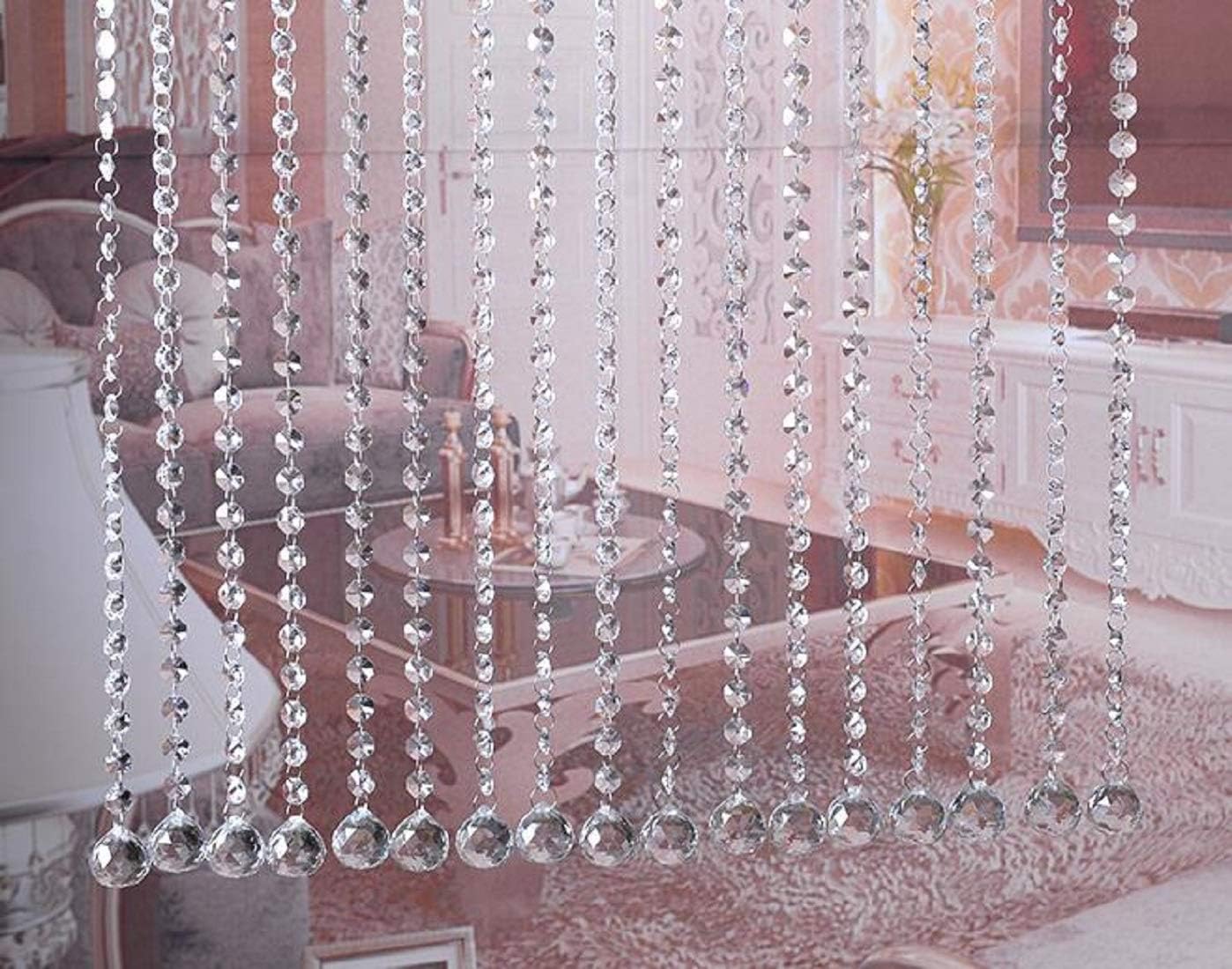 10 Pack (1000CM/30.5FT) Beaded Trim Clear Crystal Garland Chandelier Octagon Beads Chain