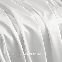 100% Blackout Faux Silk Curtains,Greyish White Noise Reduction Thermal Insulated Room Darkening Window Drapes, Luxury (2 Panels)