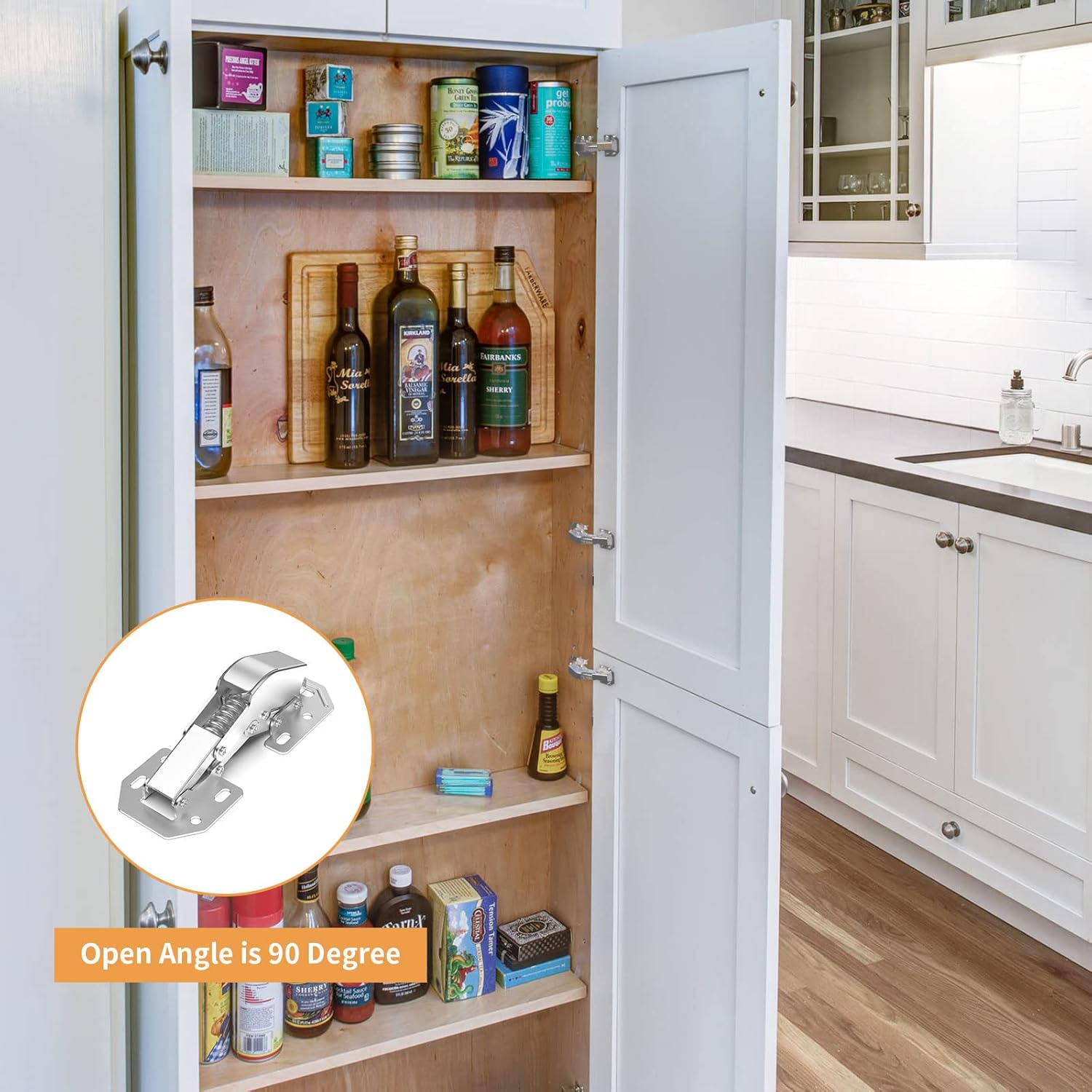 10 Pack 90 Degree Soft Close Surface Mount Spring Hinges, Easy Installation No Pre-drilled, Noiseless Frameless Hidden