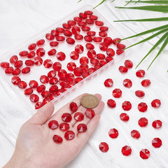 1 Box 120Pcs 14mm Crystal Glass Octagon Beads 2 Hole Crystal Prism Beads Red Glitter Chandelier Replacement Connector
