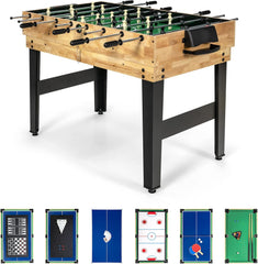 10-in-1 Combination Multi Game Table Set, Adult Size Combo Game Table W/Foosball, Table Tennis, Pool, Air Hockey