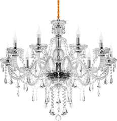 10 Lights Crystal Chandelier Luxurious K9 Crystal Ceiling Candle Pendant Lamp for Dining Living Room Bedroom Hallway Entry, Transparent