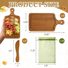 10 Pcs Mini Wooden Charcuterie Board Bulk, Small Wood Cutting Board for Crafts Laser Engraving with Knives Organza