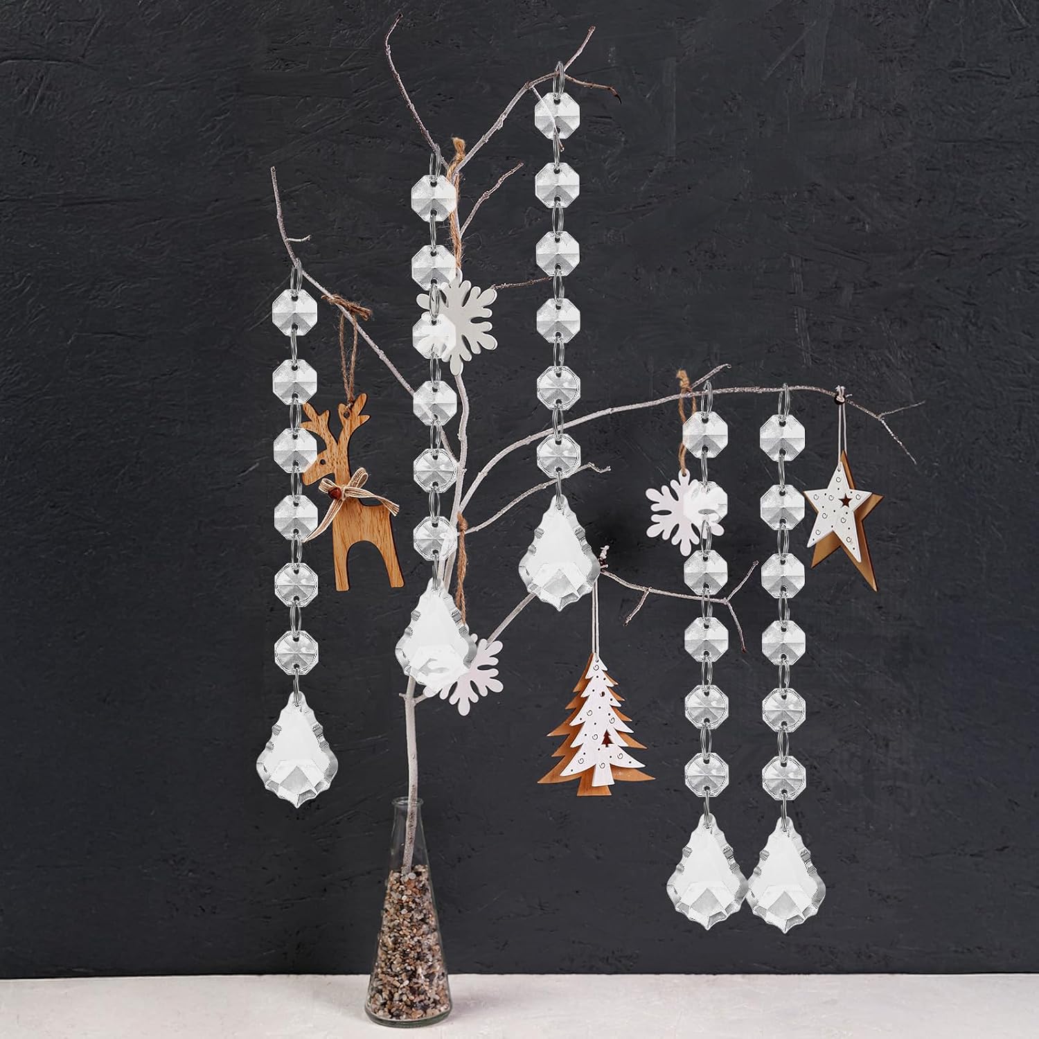 100 Pcs Acrylic Hanging Crystals for Centerpieces Chandelier Clear Crystal Garland Strands Ornament Acrylic Clear