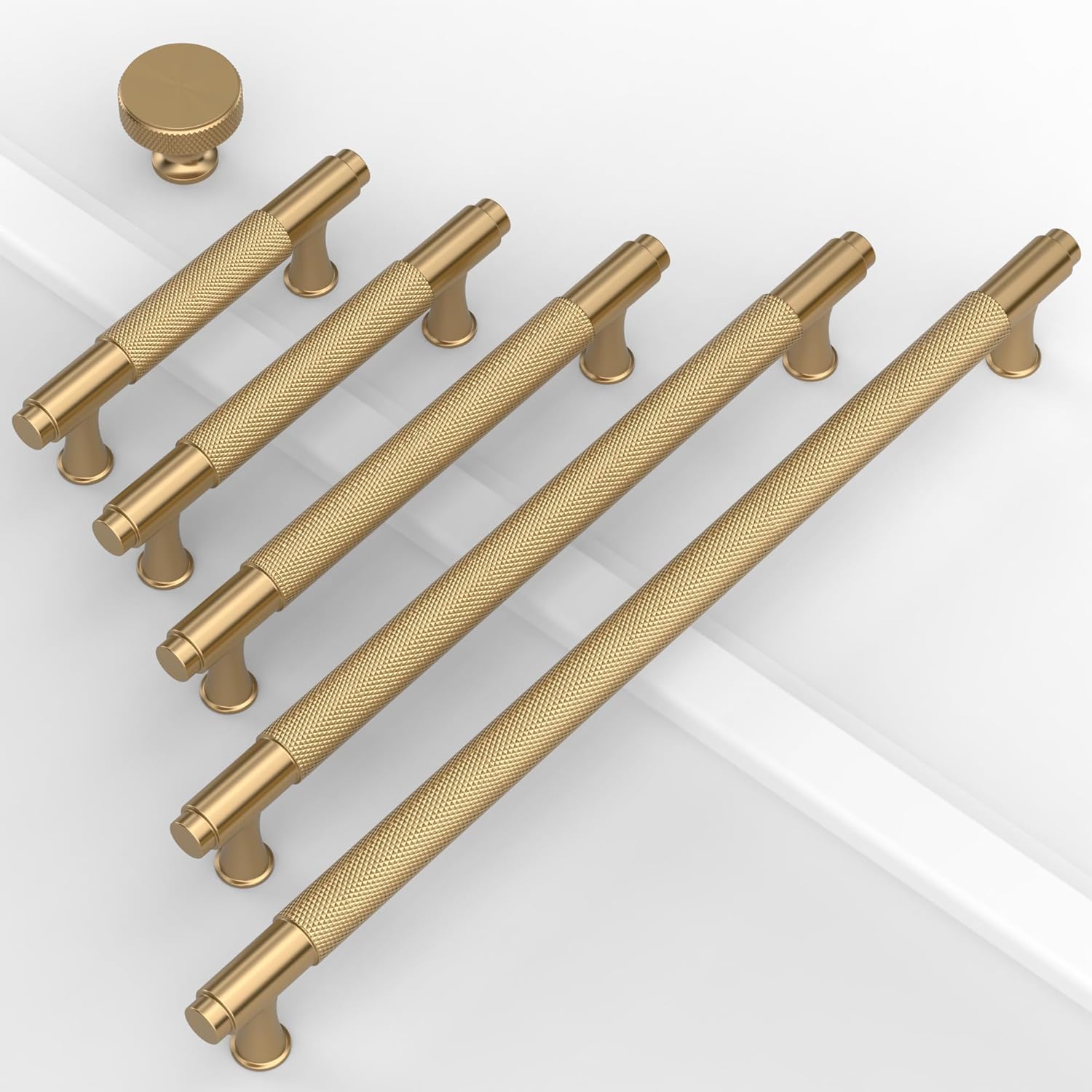 10 Pack Champagne Bronze Cabinet Pulls Knurled Cabinet Knobs Drawer Pulls Brass Cupboard Hardware for Cabinets CK0029