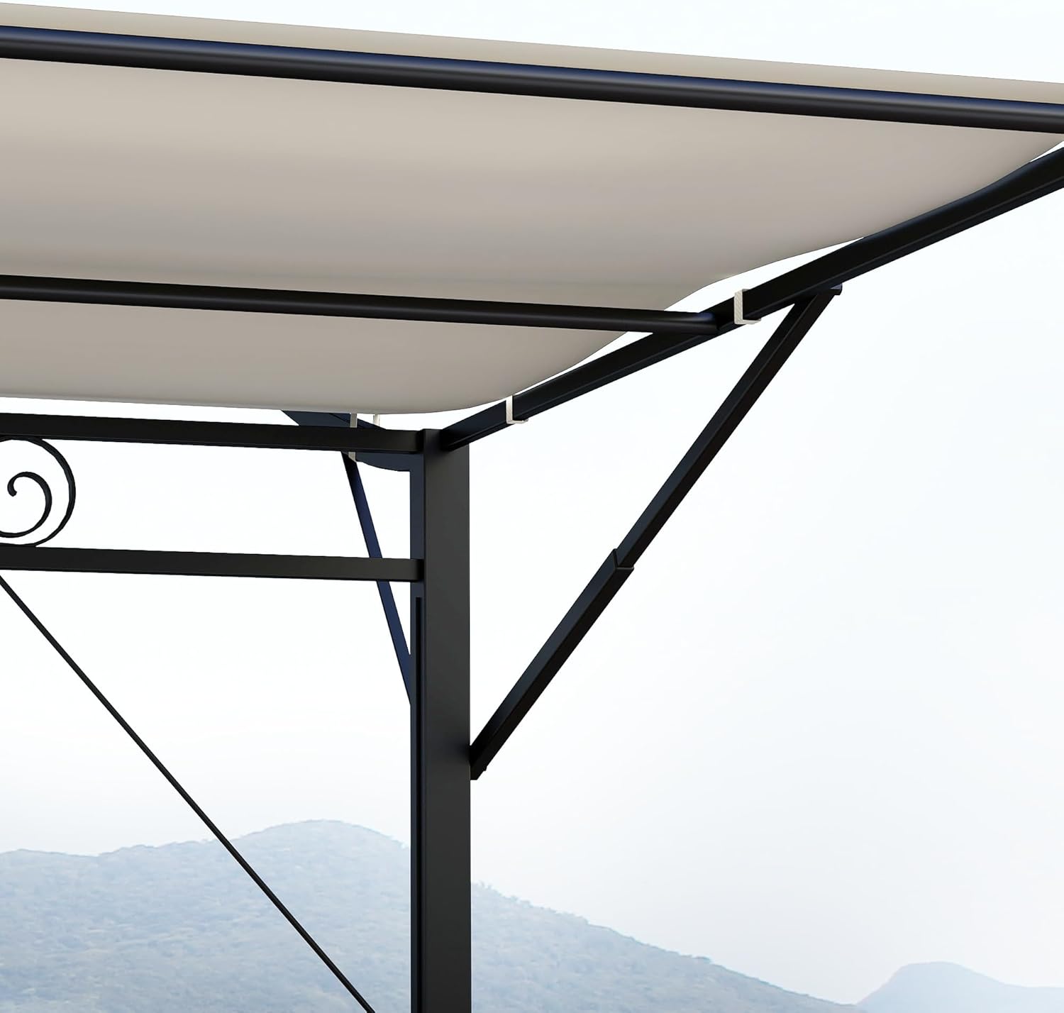 10' x 8' Outdoor Pergola and Patio Gazebo, Extendable Side Awning, Sun Shade Shelter, Camper, Deck, Doors and Windows