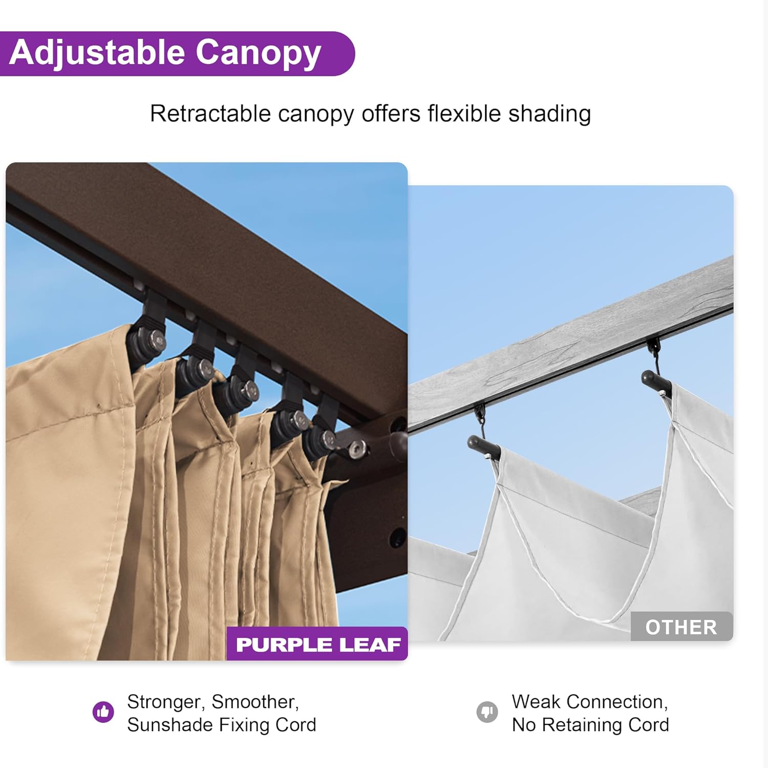 10' x 12' Outdoor Retractable Pergola Aluminum with DIY Sun Shade Canopy Patio Modern Heavy-Duty Bronze Shelter for Garden Yard Pavilion Grape Trellis Porch, Beige