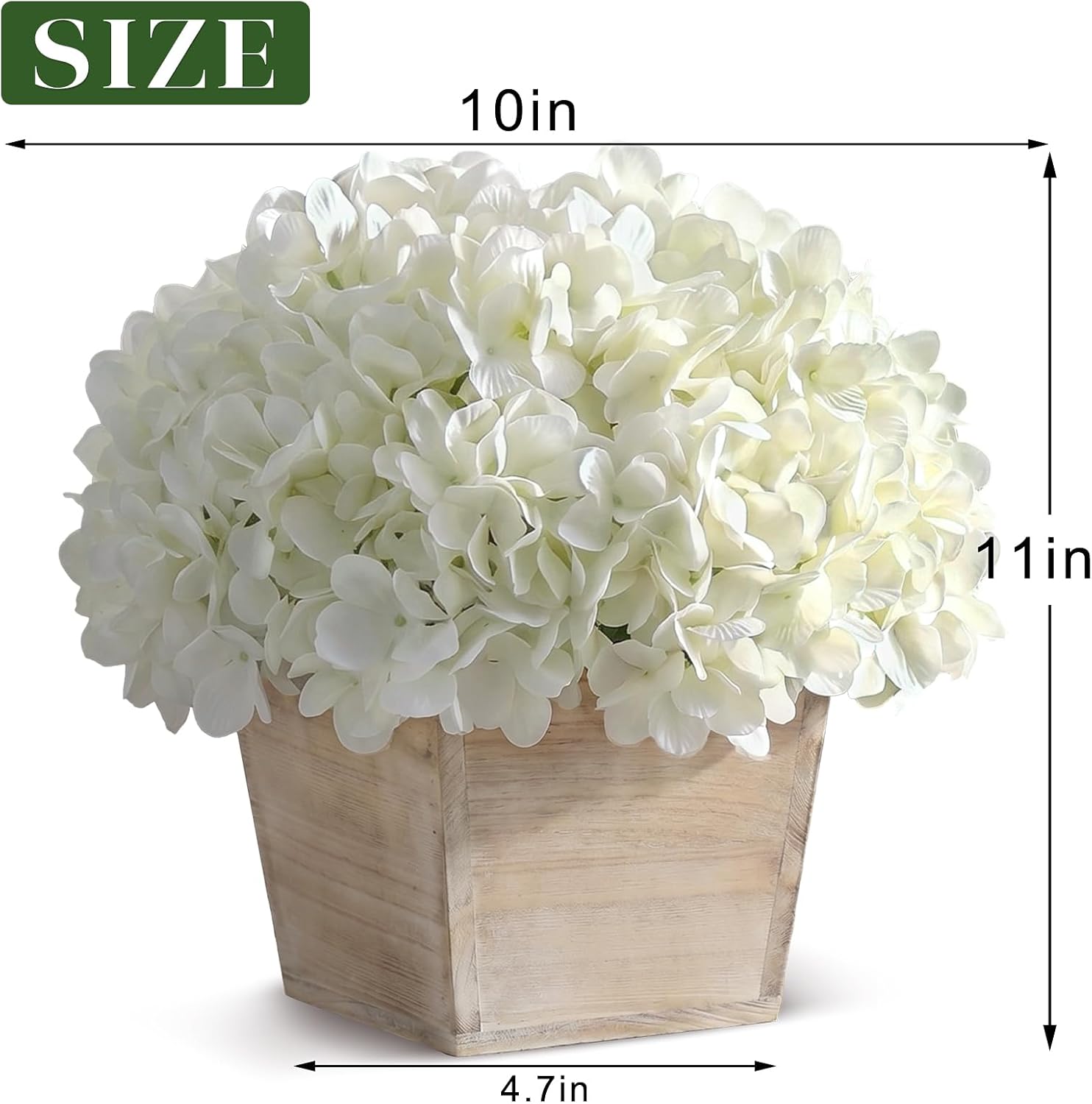 10" Artificial Hydrangea Flower in Planter for Table Centerpiece(White) | No Assembly Needed, Silk Faux Flowers in