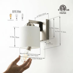 1-Light Brushed Nickel Bathroom Vanity Light with White Glass Shade | Over Mirror,Wall Sconce,ETL listed,Bathroom