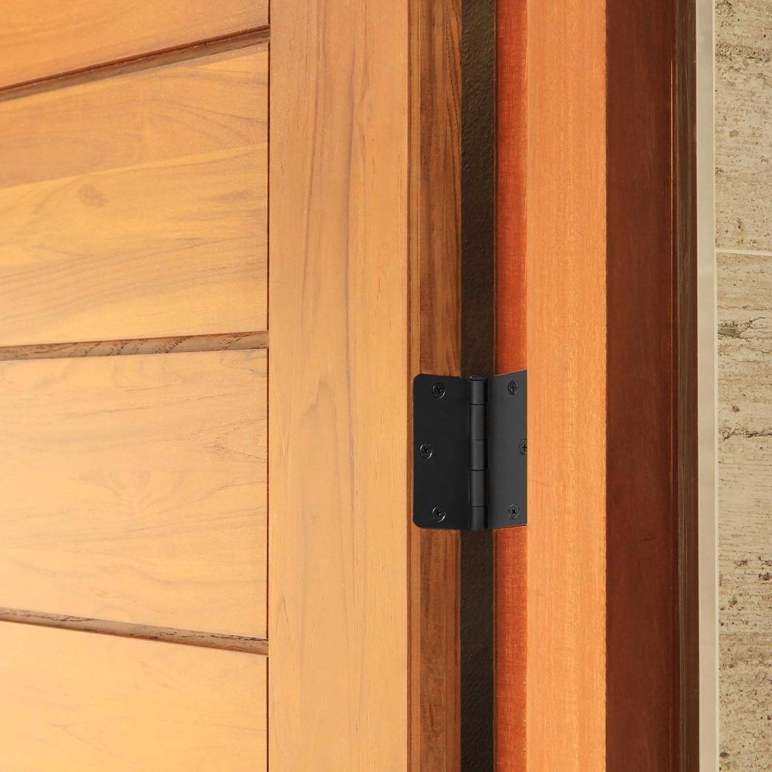 10-Pack 3.5-Inch x 3.5-Inch Interior Door Hinges with 1/4-Inch Radius, Matte Black, Heavy Duty Steel Construction