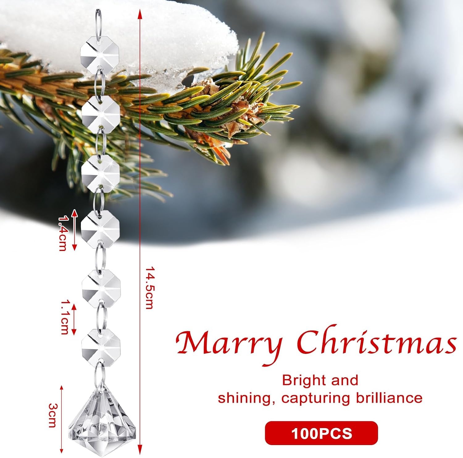 100 Pcs Acrylic Hanging Crystals for Centerpieces Chandelier Clear Crystal Garland Strands Ornament Acrylic Clear