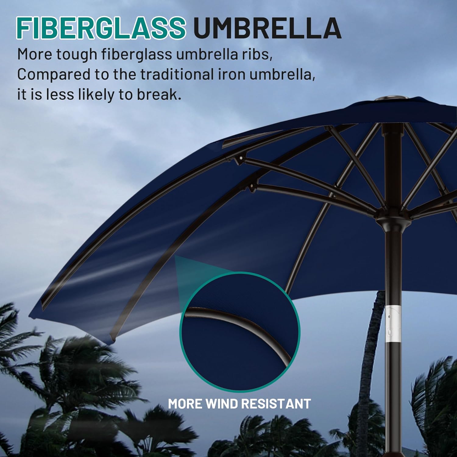 10 FT Outdoor Patio Umbrella, Patio Table Umbrella with Push Button Tilt and Crank