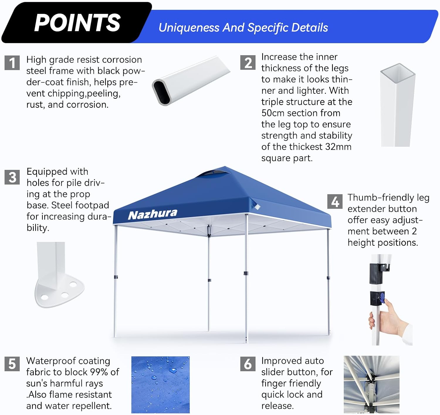 10' x 10' Pop Up Canopy Tent with Sand Weight Bag, Freestanding Sun Shelter for Picnic and Camping