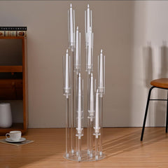 10 Arm Acrylic Candelabra Centerpieces, Floor Clear Tall Candlesticks Holder with Removable Lampshade, Fit 0.82" LED