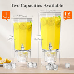 1 Gallon Drink Dispenser for Parties 2 Pcs, 4L Plastic Beverage Container with Stand for Juice/Tea/Soda & Lemonade