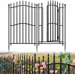 10 Panels No Dig Decorative Garden Fence with Gate - 40in H x 22.5ft L, Duty Square-Tall Heavy Duty Square Tube