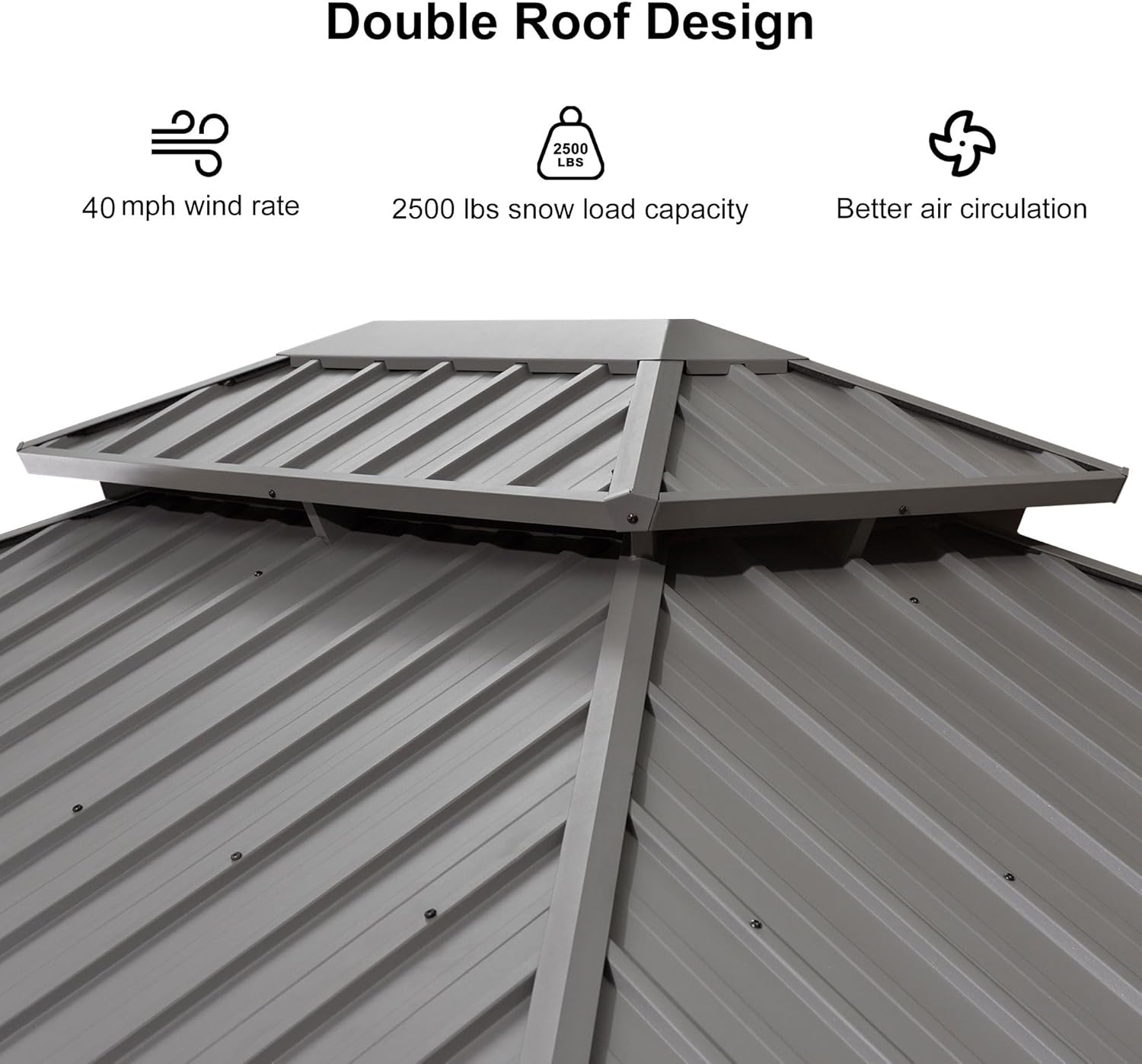 10' X 14' Patio Hardtop Gazebo Aluminum Outdoor Gazebo with Double Galvanized Steel Roof for Deck Backyard All Weather