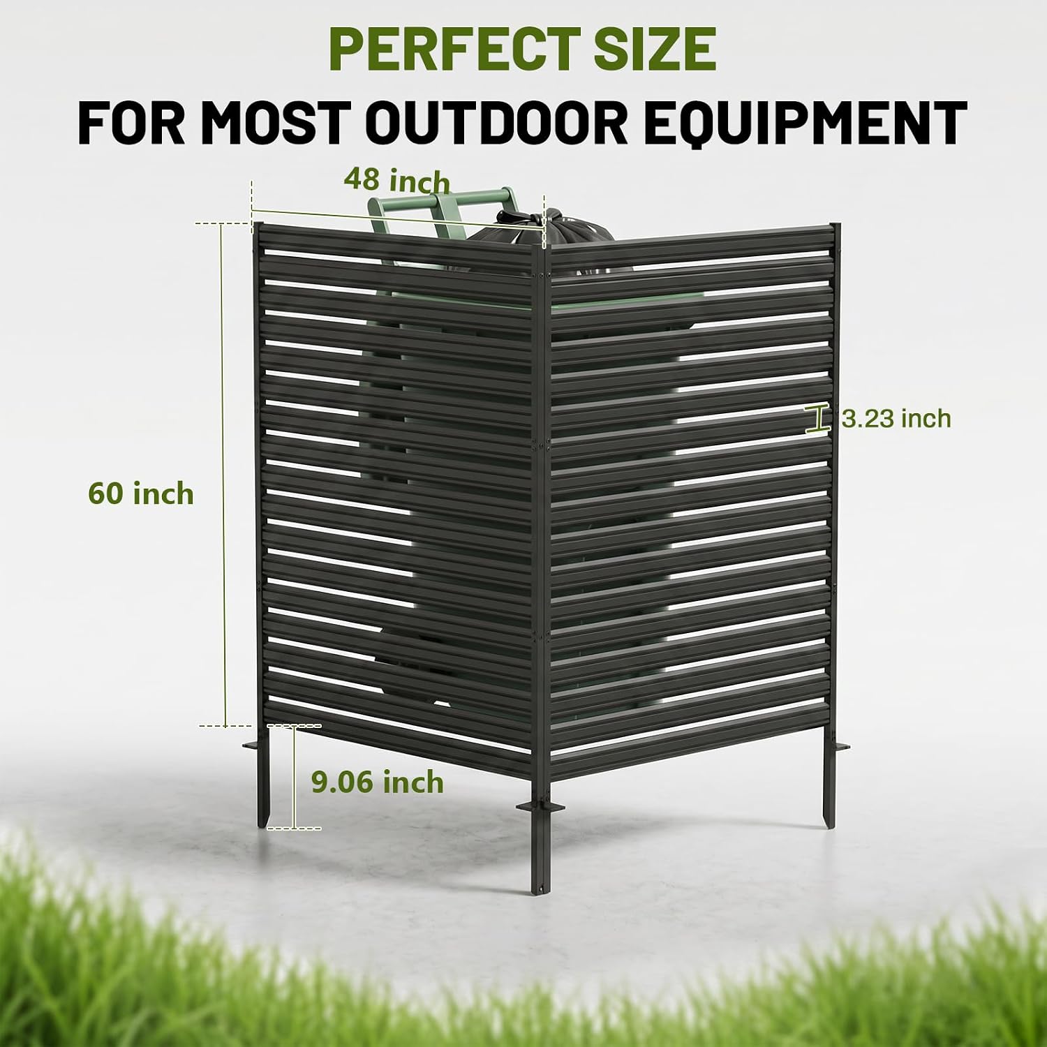 1 Panel No Dig Privacy Fence Screen, 60" H × 48" W Metal Outdoor Air Conditioner Fencing for AC Unit Cover, Hide