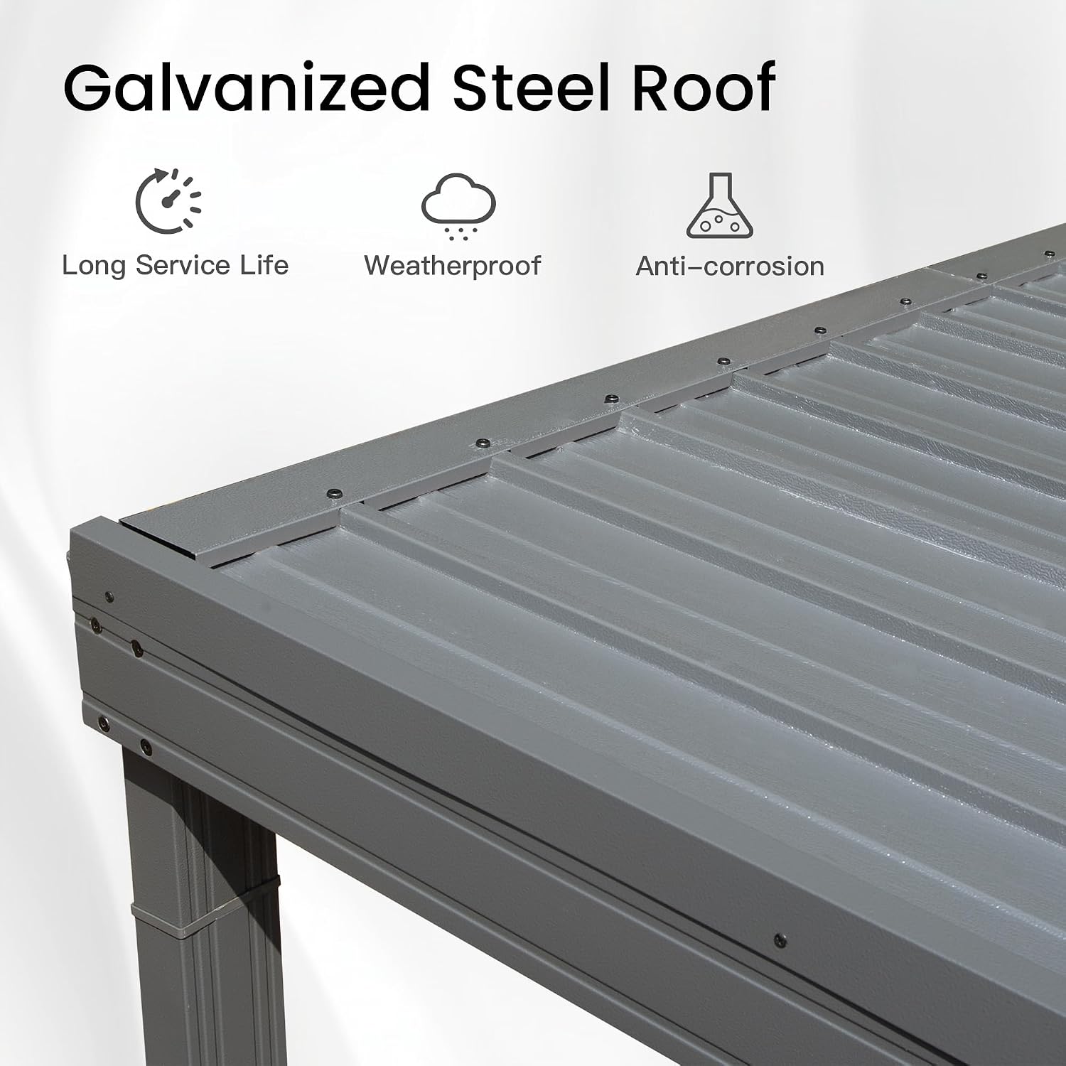 10' x 14' Lean to Gazebo, Wall Mounted Gazebos Pergola with Built in Drainage System, Galvanized Steel Roof