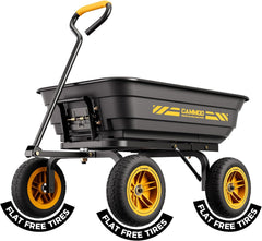 10-in NO-Flat Tires 600lb Garden Dump Cart 4 Cu.Ft. Wheelbarrow | Garden Wagon Quick-Release Dumping Garden Cart