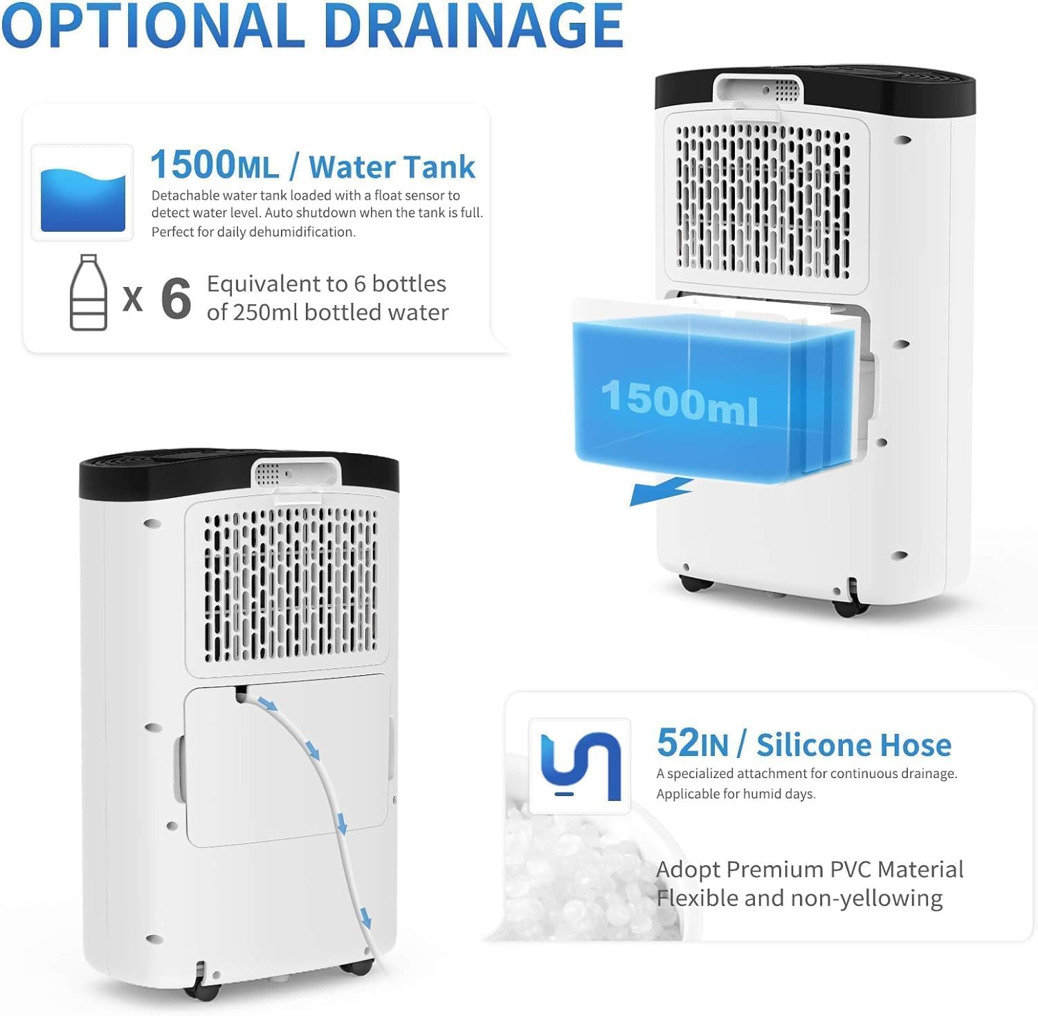 1,500 Sq. Ft Dehumidifier for Basement, 30 Pints Powerful Dehumidifier for Home, Large Rooms, Bedrooms