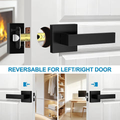 10 Pack Matte Black Door Handles Interior, Passage Door Knobs Closet Door Levers