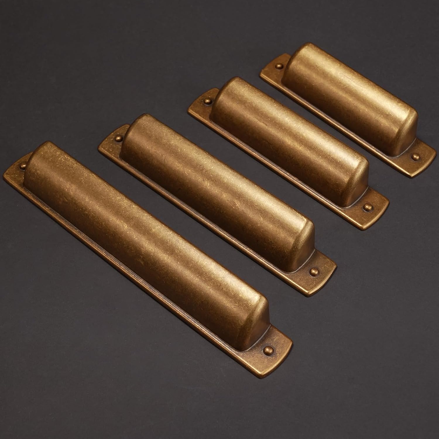 10 Pack 2.5 inch(64mm) Antique Brass Kitchen Cabinet Handles Cabinet Cup Pulls Vintage Drawer Cup Pulls Aged Gold