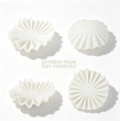 10 Inch Decorative Bowl, White Marble Style Centerpiece | Ruffled Wavy Tray Decor for Modern Home Coffee Table