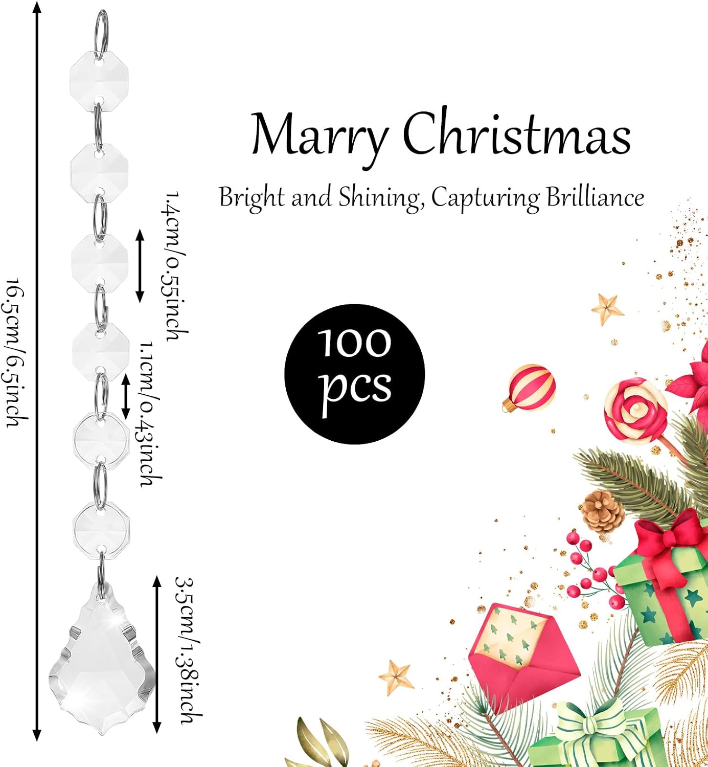 100 Pcs Acrylic Hanging Crystals for Centerpieces Chandelier Clear Crystal Garland Strands Ornament Acrylic Clear
