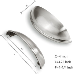 10 Pack 4" Drawer Pulls Brushed Satin Nickel Cabinet Cup Pulls Kitchen Hardware Cabinet Handles Drawer Handles Knobs 4