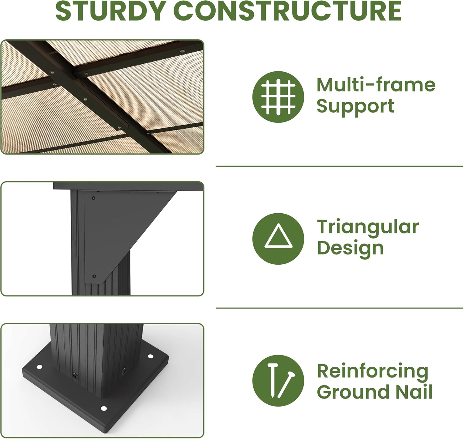 10 * 20FT Pergola,4 * 7 Inch Thickened Pillars & Enlarged Base,Outdoor Hardtop Lean to Gazebo,Wall Mounted