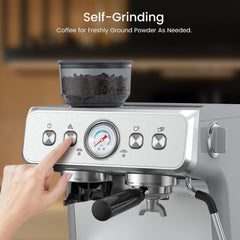 (2026 Upgrade) Espresso Machine with Grinder, Expresso Coffee Machines with Built-in Anti-Clog Coffee Grinder/Milk