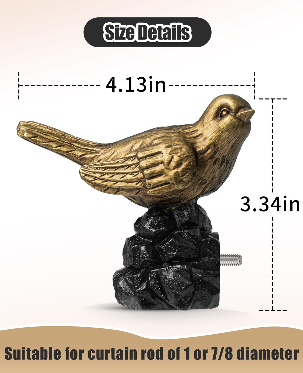 1 or 7/8 Inch Bird-Shaped Decorative Finials for Curtain Rods,Curtain Rod Ends Metal Curtain Rod Finials Ends Easy to