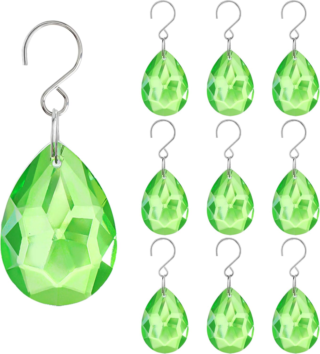 10 Pcs Green Crystal Bauhinia Suncatcher Prisms Chandelier Window Decor - Green Crystal Bauhinia Prisms Suncatcher