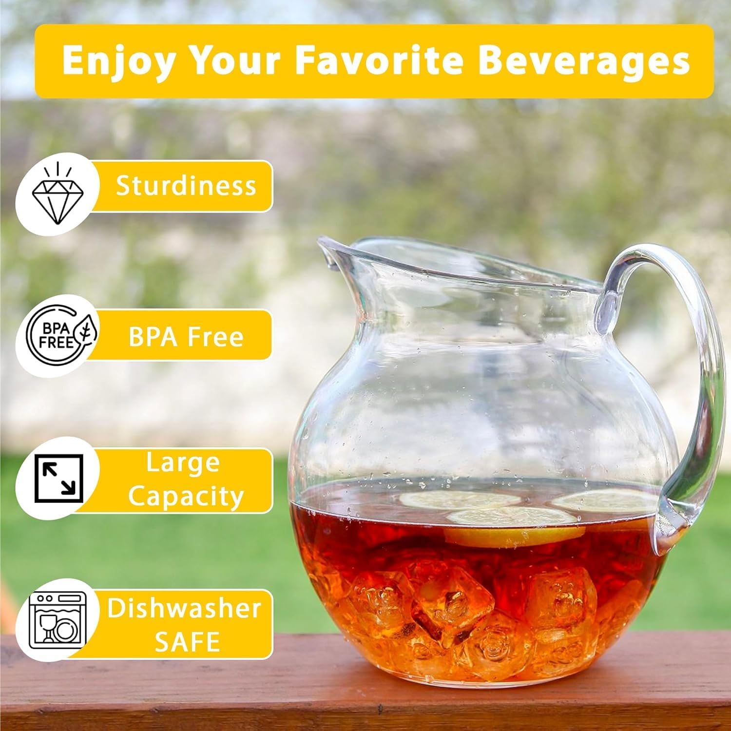 100 oz Shatterproof Plastic Pitcher, the Large Capacity Makes it Excellent for Parties, Both Indoor and Outdoor, Clear