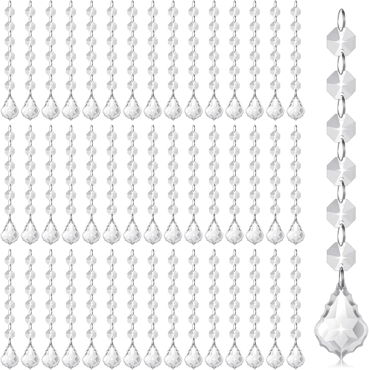 100 Pcs Clear Acrylic Crystal Ornament Beads Hanging Glass Crystals Clear Acrylic Prisms Pendant Ornaments for