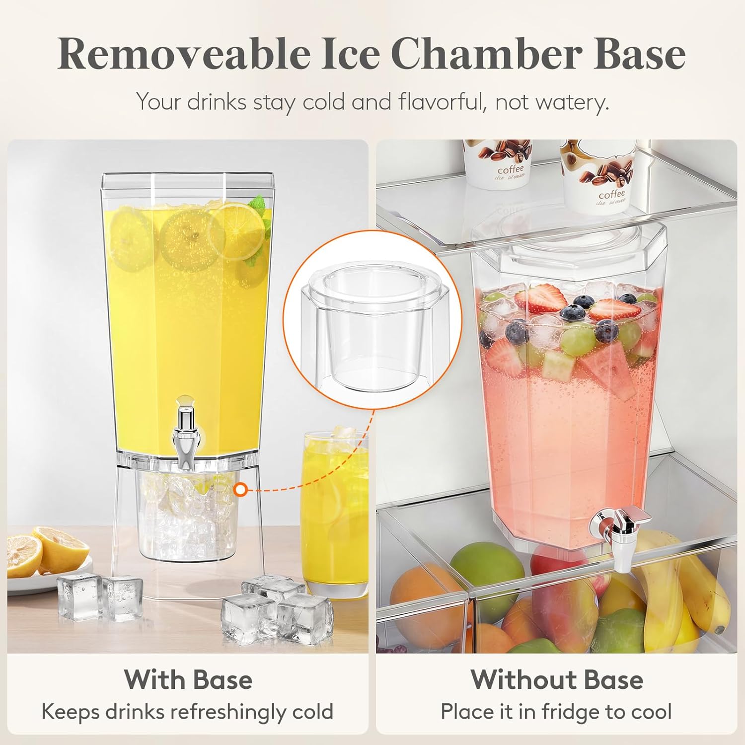 1 Gallon Drink Dispenser for Parties 2 Pcs, 4L Plastic Beverage Container with Stand for Juice/Tea/Soda & Lemonade