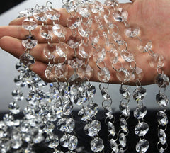 10 Pack (1000CM/30.5FT) Beaded Trim Clear Crystal Garland Chandelier Octagon Beads Chain