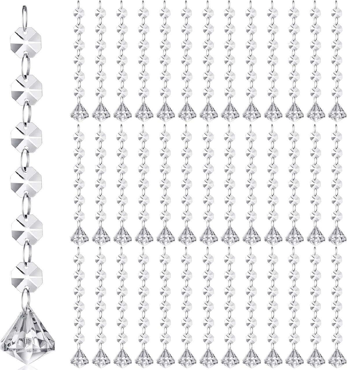 100 Pcs Acrylic Hanging Crystals for Centerpieces Chandelier Clear Crystal Garland Strands Ornament Acrylic Clear