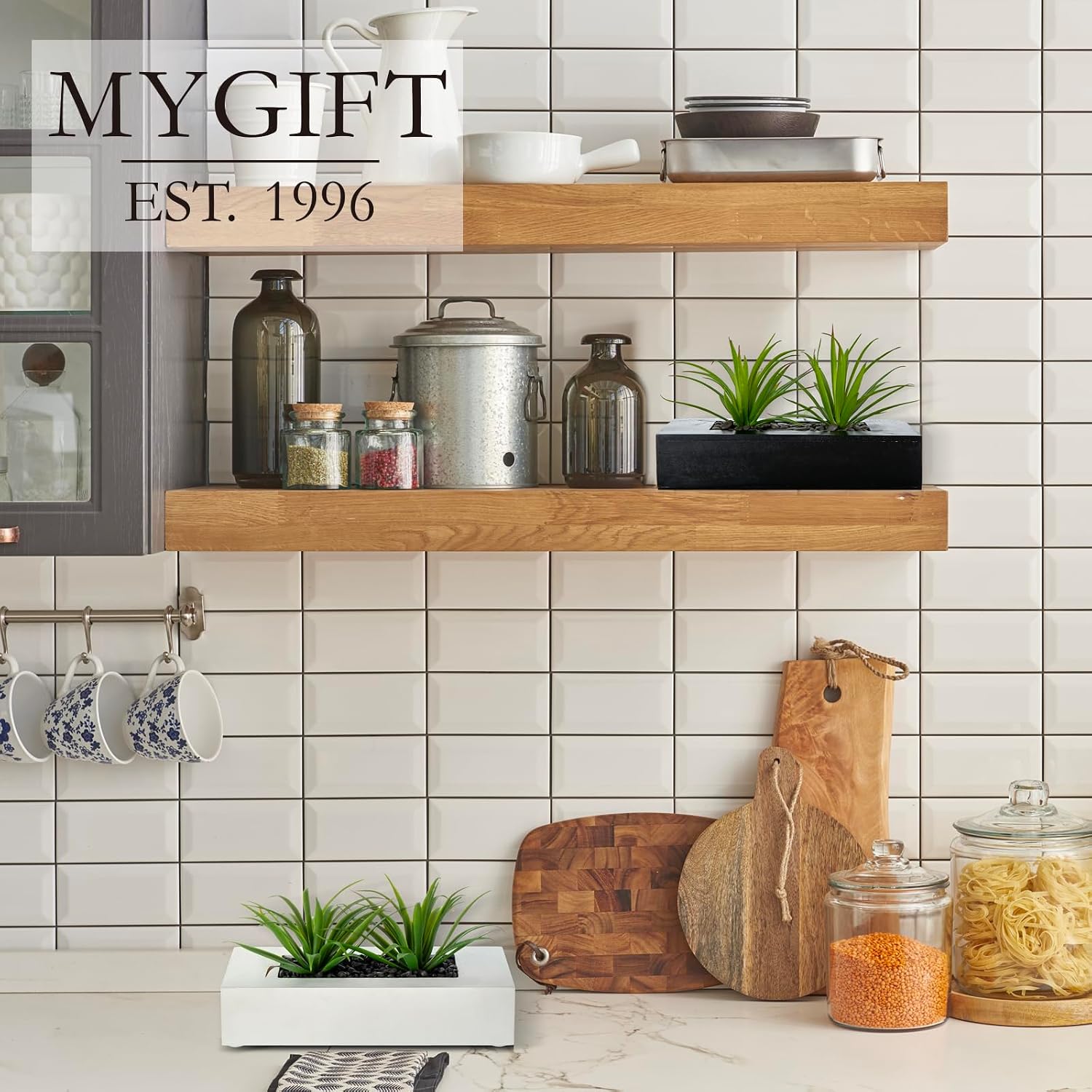 10 Inch Fake Grass Artificial Plants in Rectangular Black Wood Planter - Faux Plants Indoor for Tabletop Centerpiece