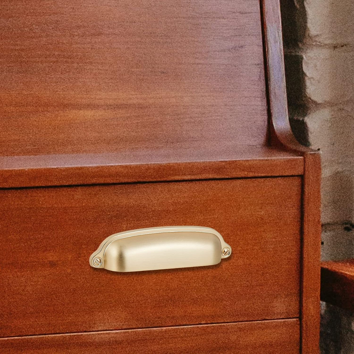 10 Pack Bin Cup Handle Pulls,Vintage Drawer Pulls,Cabinet Hardware,Shell Handle,3.78 Inch Brushed Gold