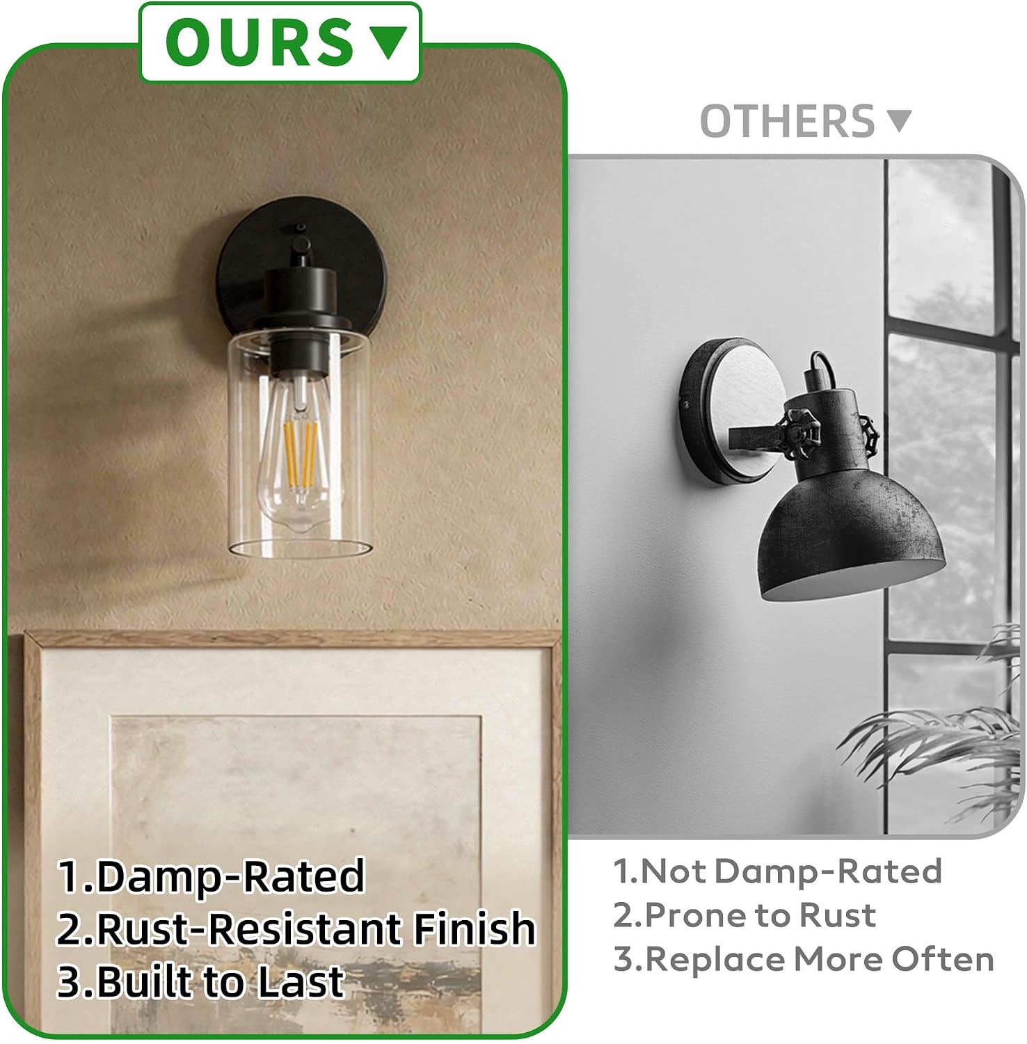 1-Light Black Bathroom Wall Sconce with Clear Glass Shade, Modern Vanity Light Fixture Over Mirror