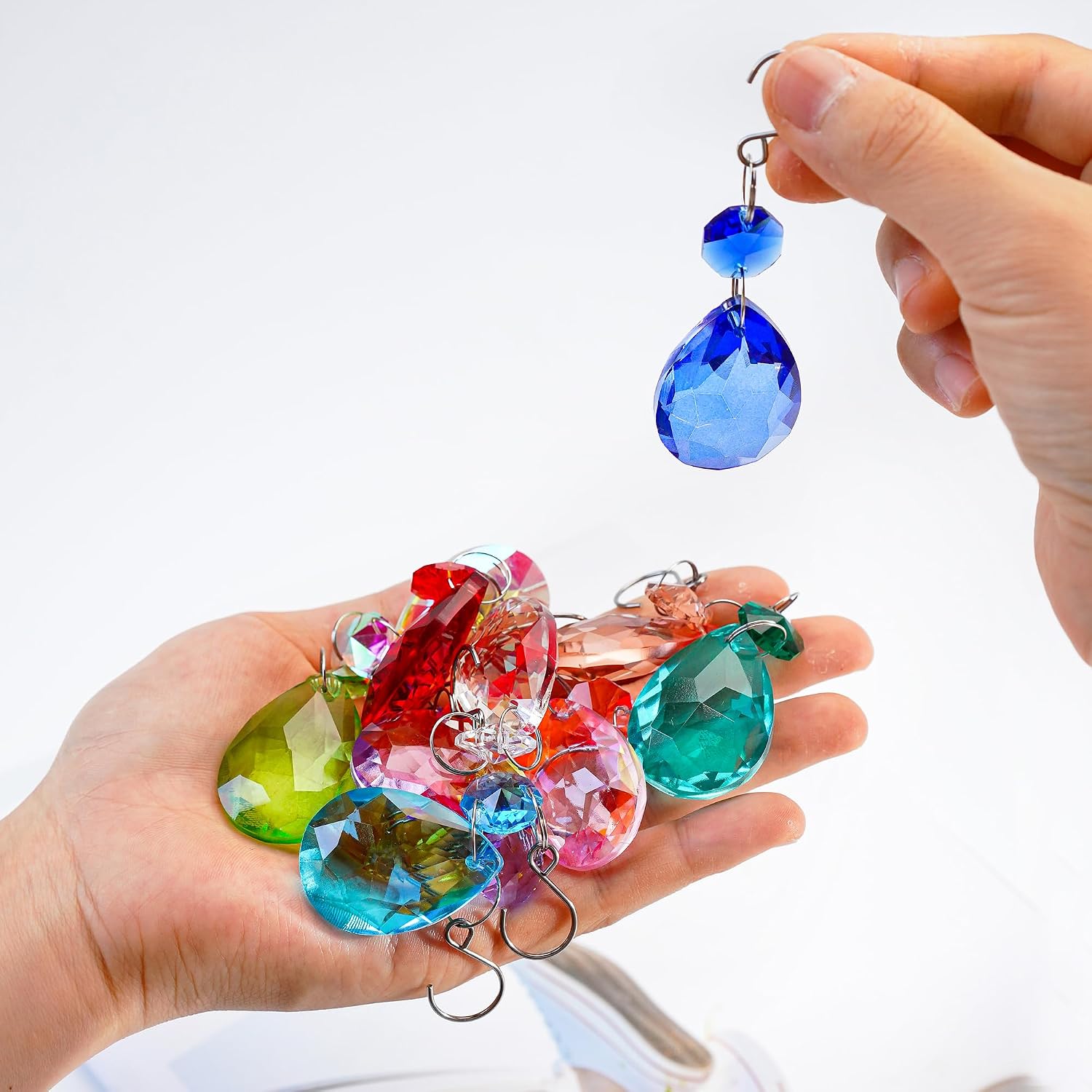 10 Pcs Blue Crystal Bauhinia Suncatcher Prisms Chandelier Window Decor - Blue Crystal Bauhinia Prisms Suncatcher