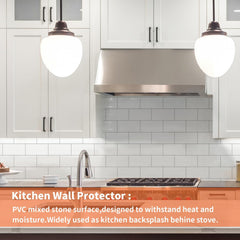10- Sheet Polished White Peel and Stick Backsplash, 12''Luxury PVC Ceramic Look Self Stick Subway , Waterproof Peel