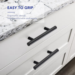10 Pack Cabinet Handles with 3 Inch (76mm) Hole Center Matte Black Cabinet Pulls Stainless Steel Drawer Pulls, Kitchen